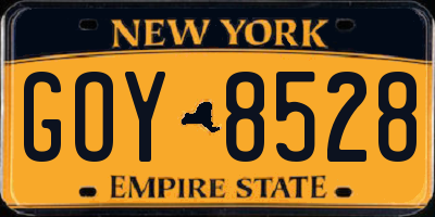 NY license plate GOY8528