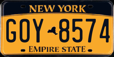 NY license plate GOY8574
