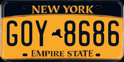 NY license plate GOY8686
