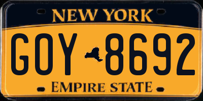 NY license plate GOY8692