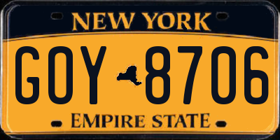 NY license plate GOY8706