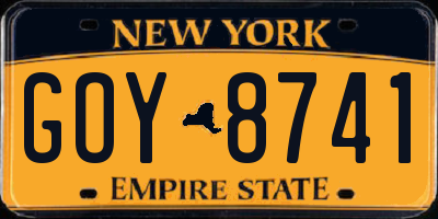 NY license plate GOY8741