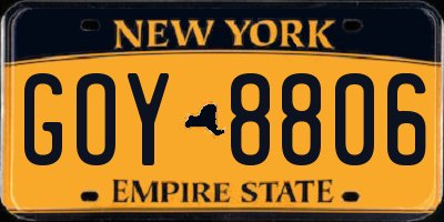 NY license plate GOY8806