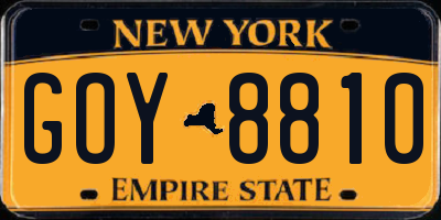 NY license plate GOY8810