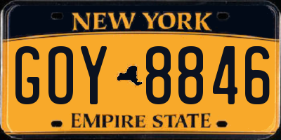 NY license plate GOY8846