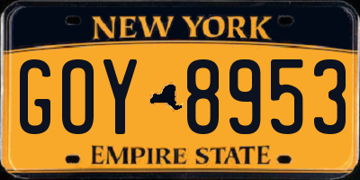 NY license plate GOY8953