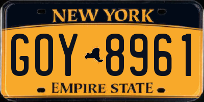 NY license plate GOY8961