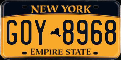 NY license plate GOY8968