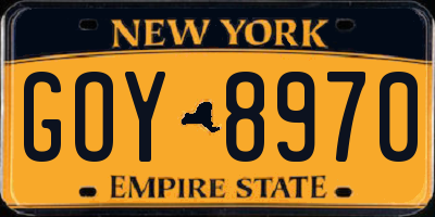 NY license plate GOY8970