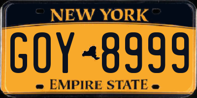 NY license plate GOY8999