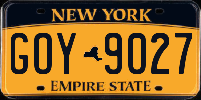 NY license plate GOY9027