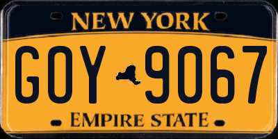 NY license plate GOY9067