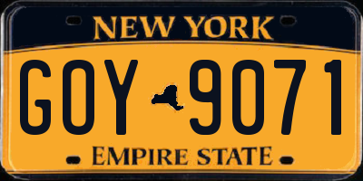 NY license plate GOY9071