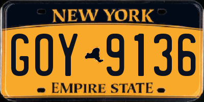 NY license plate GOY9136