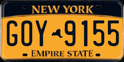 NY license plate GOY9155