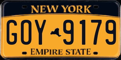 NY license plate GOY9179