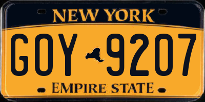 NY license plate GOY9207