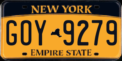NY license plate GOY9279