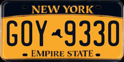 NY license plate GOY9330