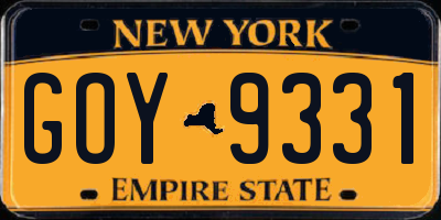NY license plate GOY9331