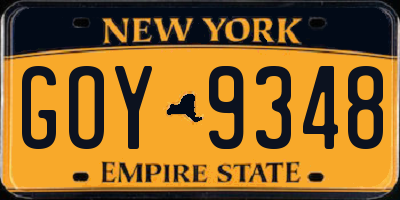 NY license plate GOY9348