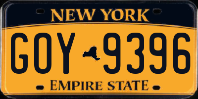 NY license plate GOY9396