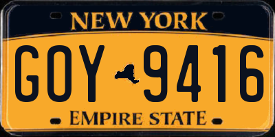NY license plate GOY9416