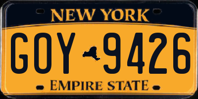 NY license plate GOY9426