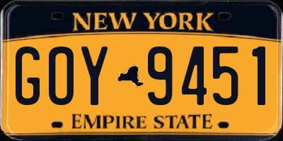 NY license plate GOY9451