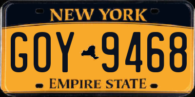 NY license plate GOY9468