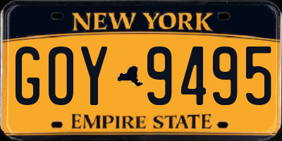 NY license plate GOY9495