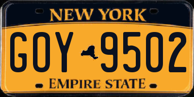NY license plate GOY9502