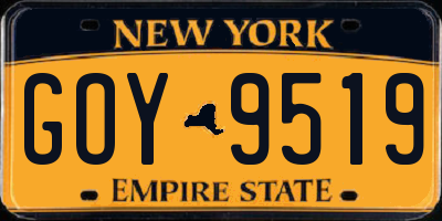 NY license plate GOY9519