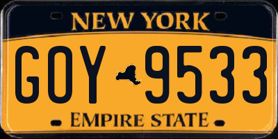 NY license plate GOY9533