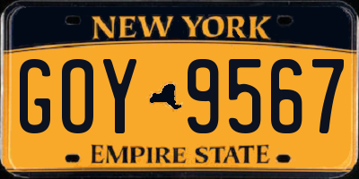 NY license plate GOY9567
