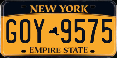 NY license plate GOY9575