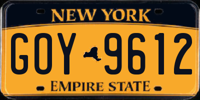 NY license plate GOY9612