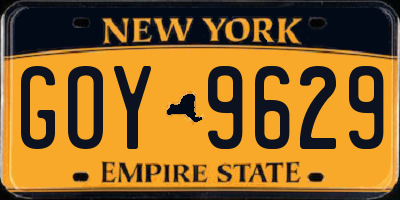 NY license plate GOY9629