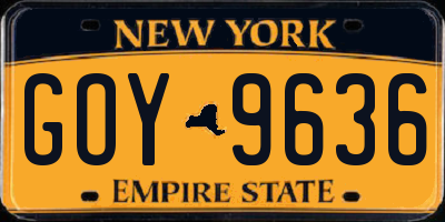 NY license plate GOY9636