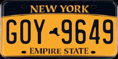 NY license plate GOY9649