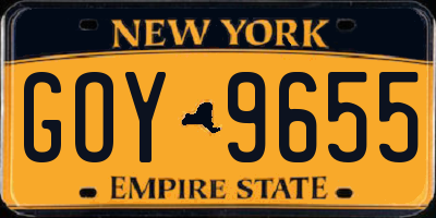 NY license plate GOY9655