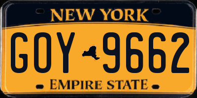 NY license plate GOY9662