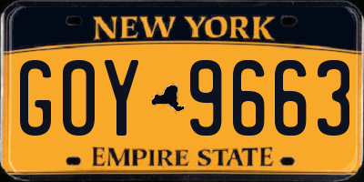NY license plate GOY9663