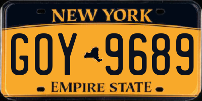 NY license plate GOY9689