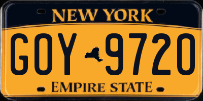 NY license plate GOY9720