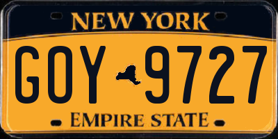 NY license plate GOY9727
