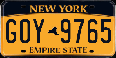 NY license plate GOY9765