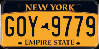NY license plate GOY9779