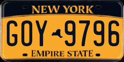 NY license plate GOY9796