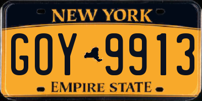 NY license plate GOY9913